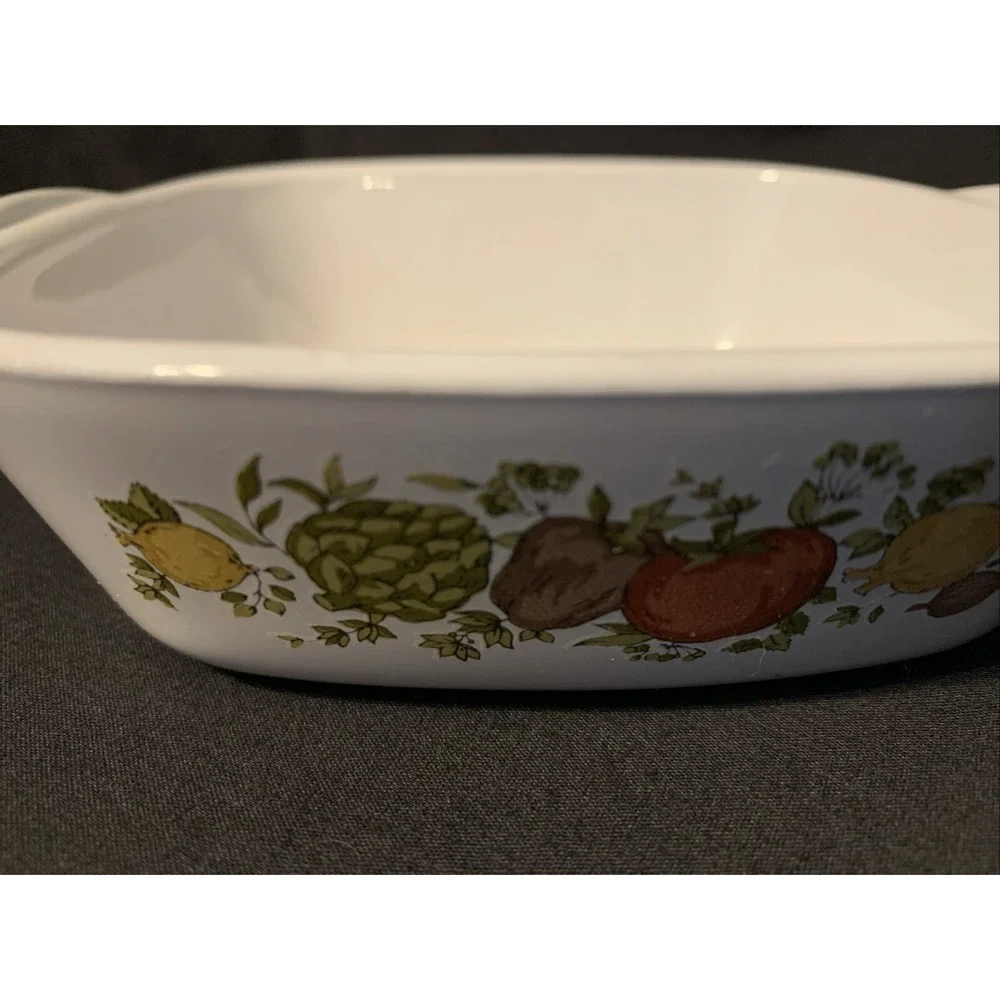 Vintage Corning Ware Baking Dish Size 1 3/4 Cup Square Spice Of Life Petite‎